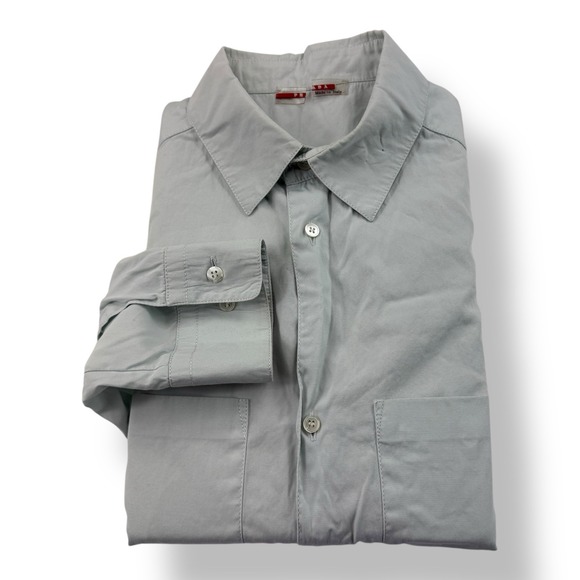 Prada Other - PRADA Men's Size Medium Light Blue Cotton Button Up Shirt Long Sleeve Designer